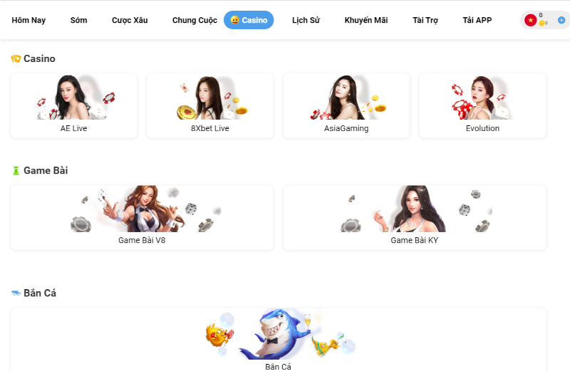 Baccarat là game bài thuộc sảnh casino của 8Xbet